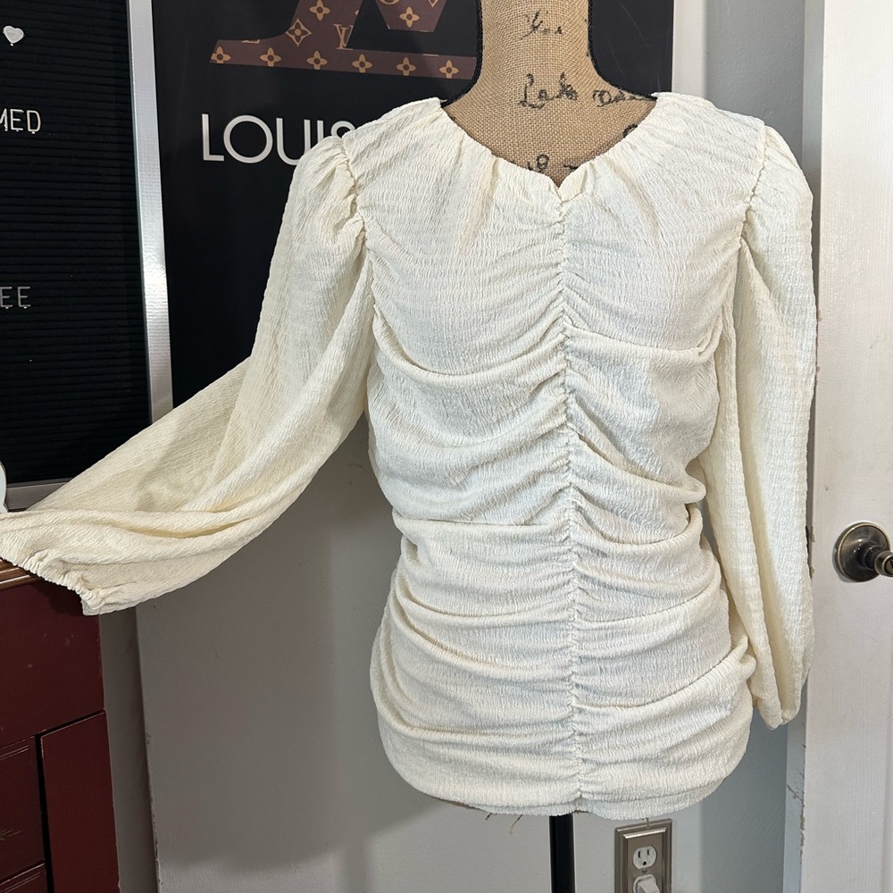 🆕Marc New York Ruched Cream Blouse